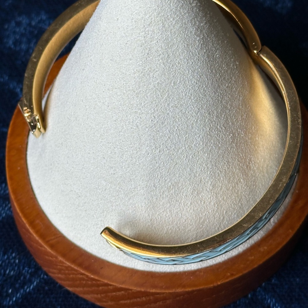 J. Crew Hinged Bangle Bracelet with Robin’s Egg Enamel - Picture 3 of 3